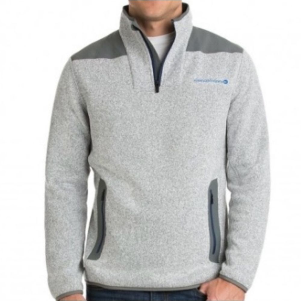 Vineyard Vines Gray Sweater Fleece Quarter Zip Sheep Shirt Sz M